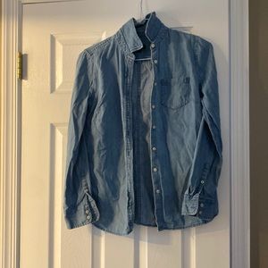 Talbots chambray denim, long sleeve button down shirt size extra small